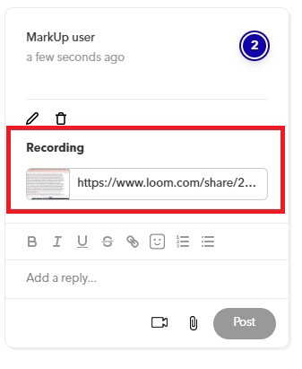 How to attach a Loom recording to a MarkUp.io comment