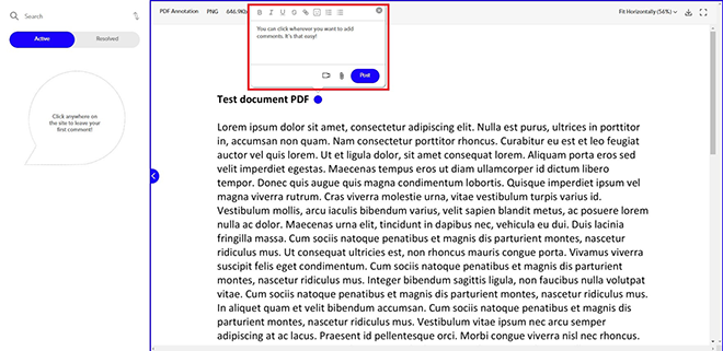 How to add a comment to a PDF on MarkUp.io
