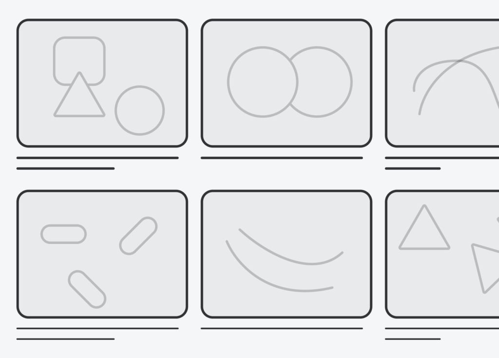 An abstract grey graphic representing storyboarding.