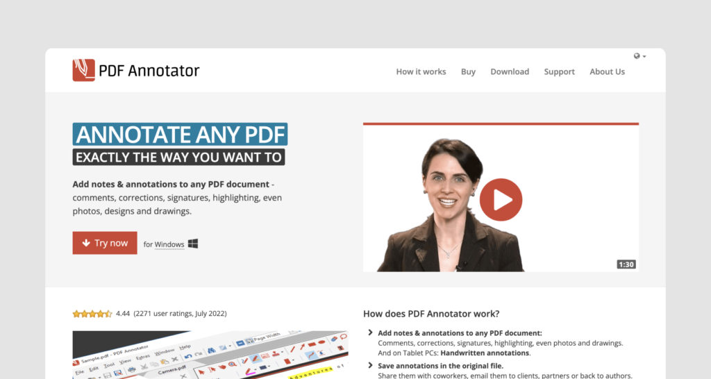 PDF Annotator's homepage.