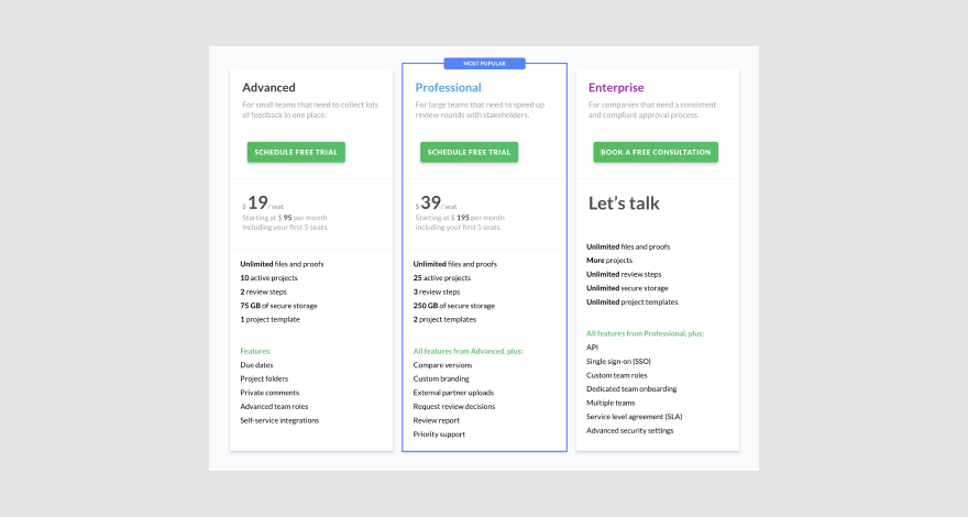 Pricing for Filestage.