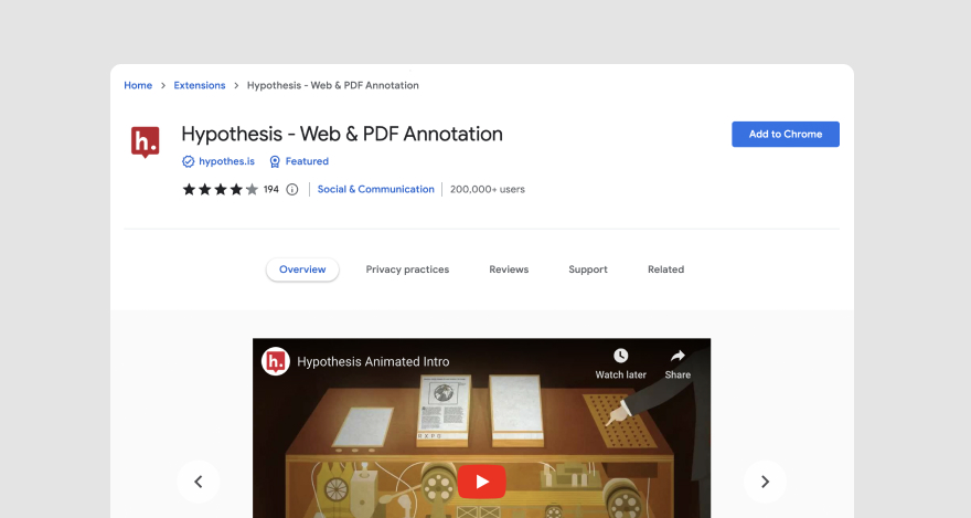 Installing the Chrome Extension : Hypothesis