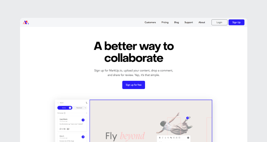 MarkUp.io homepage