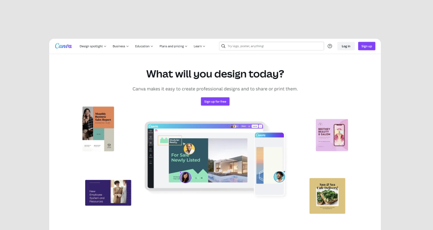 Canva homepage