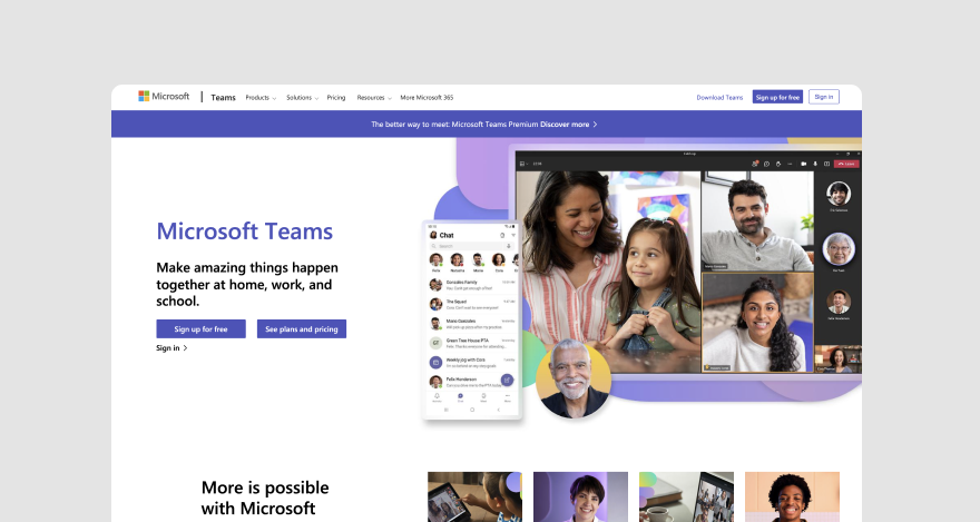 Microsoft Teams homepage