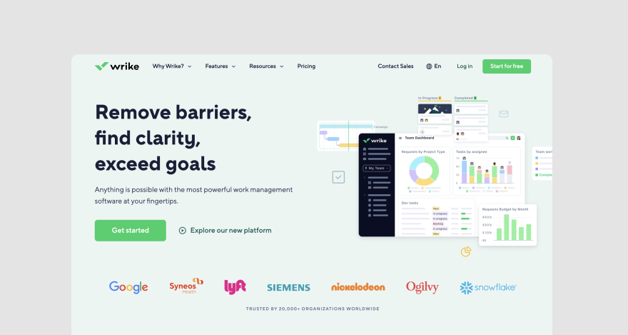 Wrike homepage
