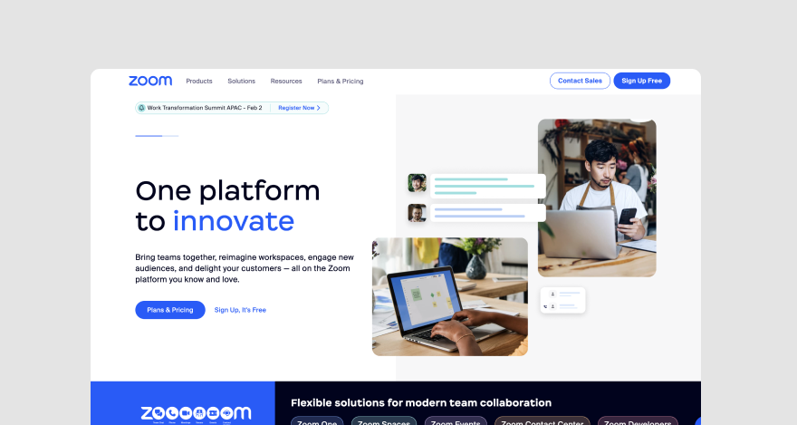 Zoom homepage