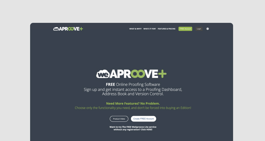 WeAproove+ homepage