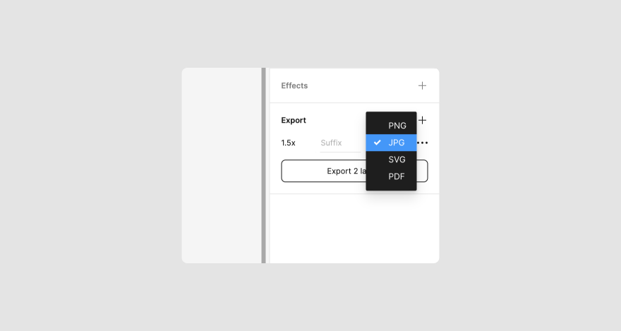 The Export dialog box in Figma.