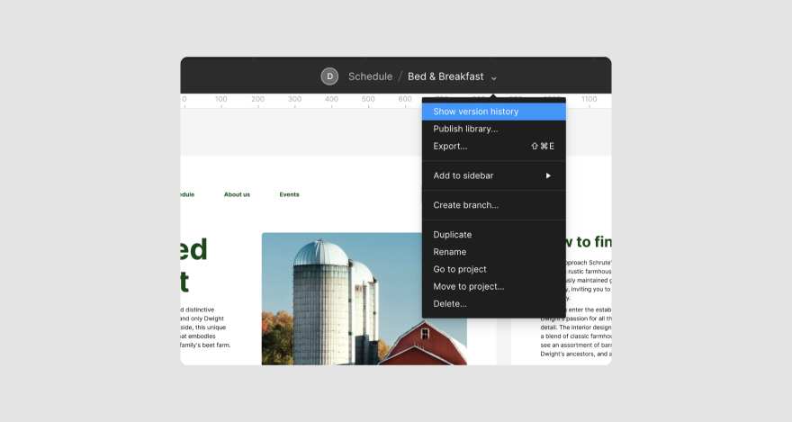 How to show version history in Figma.