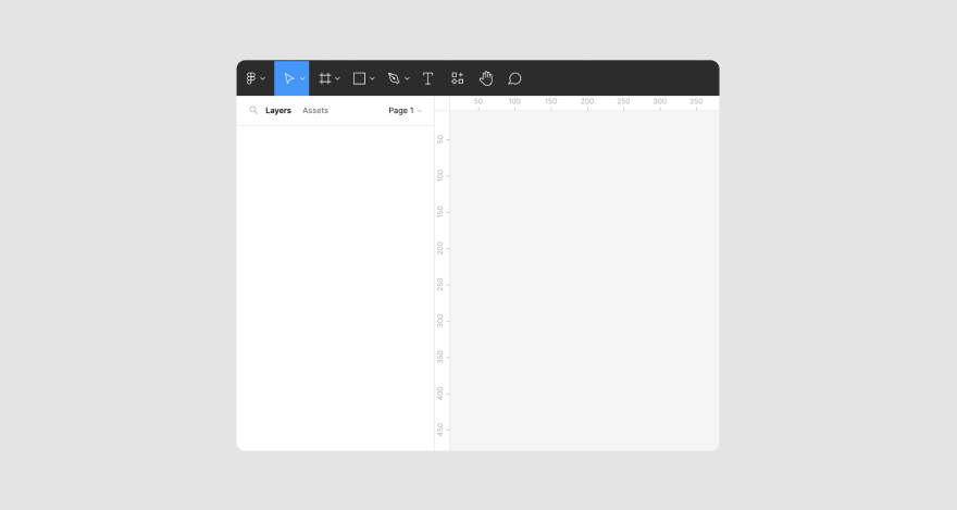 Example of a blank design file in Figma.