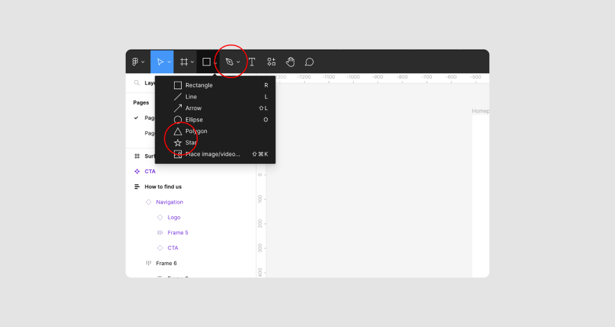 Examples of shapes you can draw in Figma.