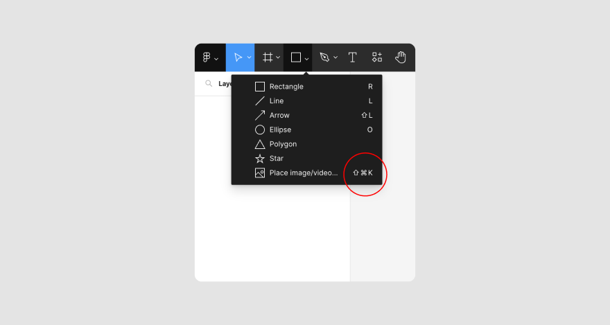 Adding objects to a Figma design file.