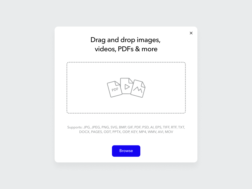 Drag-and-drop files from your device to the share modal