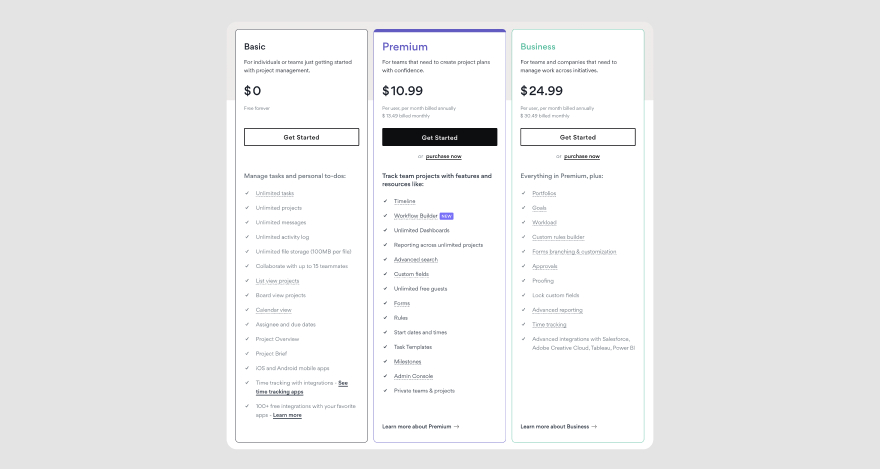 Asana pricing