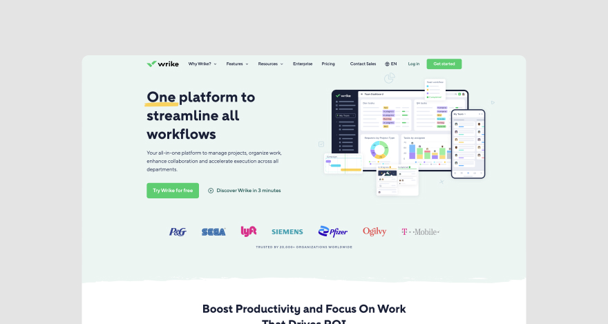 Wrike homepage