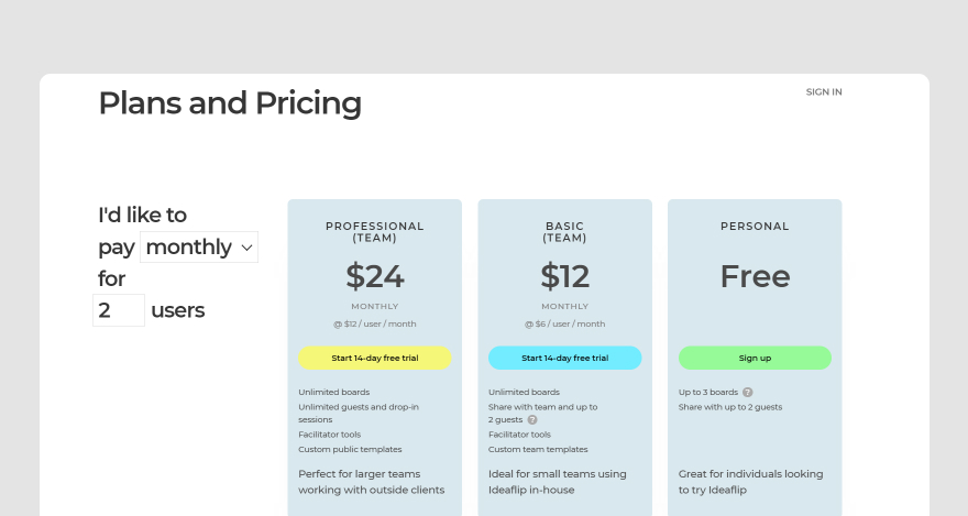 Ideaflip pricing