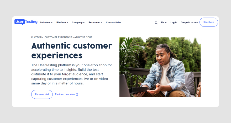 UserTesting homepage