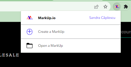 A screenshot showing how to create a MarkUp in MarkUp.io.